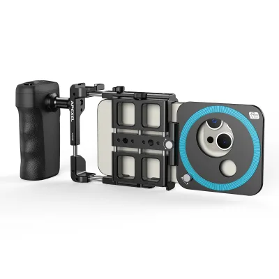 Video Rig Vlog Kit Smartphone Cage with Cold Shoe Mounts 67/37/17 Threaded Holes Handle Grip for Video Recording Live Streaming