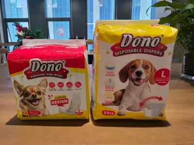 DONO Hot Sales Disposable Pet Diapers 360 Degree Leak-proof Pet Dog Diapers Blue Color Various Sizes 8 Pieces Male Dog Diapers