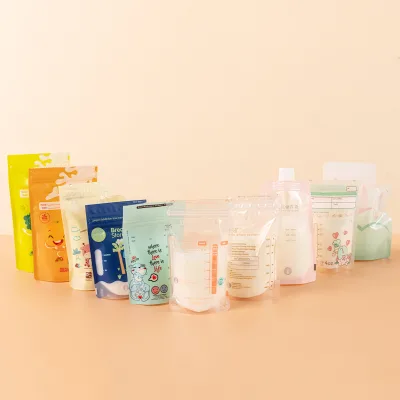 Food Grade Milk Packing Plastic Bag Breast Milk Storage Bag Thermal Sensor, Wide Connector Breast Milk Storage Bags Reusable