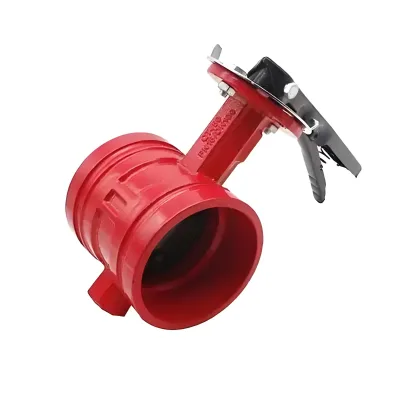 DN80 Ductile Iron Red Grooved Butterfly Valve, PN16, Suitable for Oil, Gas and Water