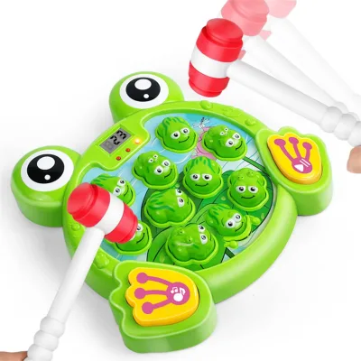 2024 High Quality Educational Toys Multifunctional Two Hammers Interactive Whack a Mole Frog Game With Light and Music