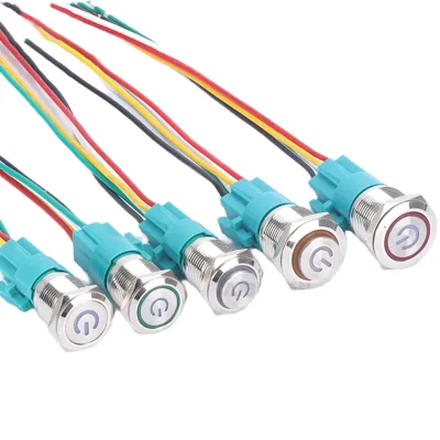 16/19/22mm LED Metal Power Button Switch with Wire Harness 12V/24V Waterproof Quick Plug Terminal Switch for Car/Boat