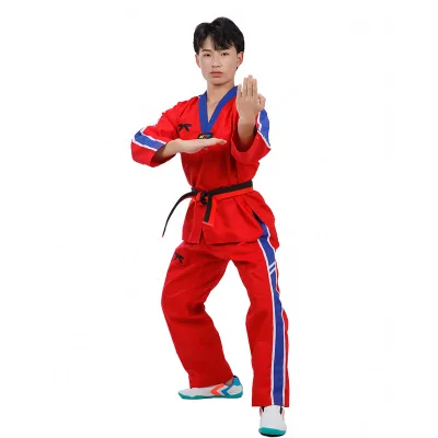 Universal Customized Dobok High Quality Taekwondo Training Clothing Red Black Master Martial Arts Equipment