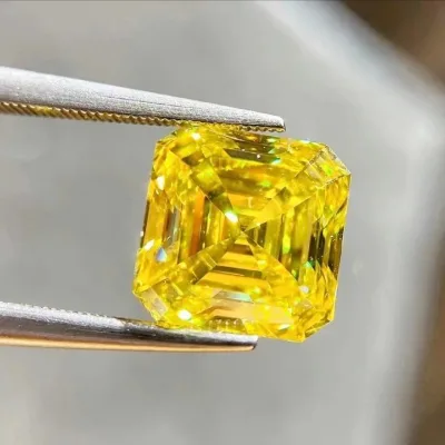 Ascher Cut Diamond Lab Diamond Fancy Intense Yellow 1 Carat Lab Grown Diamonds Loose Stone