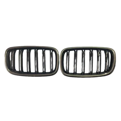 Double Line Kidney Front Grille for 2009 BMW X5 X6 E70 E71 Carbon Fiber Gloss Black Double Line Front Car Grille Guard