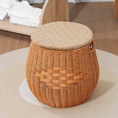 Hotel-style Artificial Rattan Chairs for Multi-functional Storage of Rattan Strips, Storage Stool for Children's Laundry, Large-