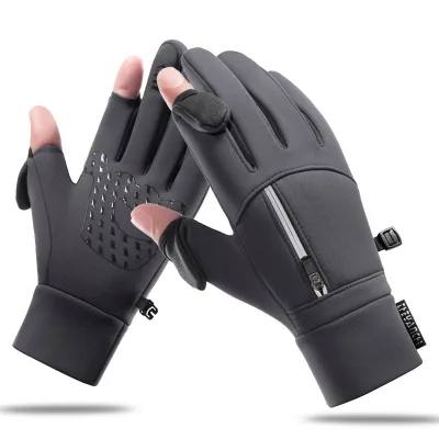 Autumn Winter Outdoor Sports Anti Slip Thickened Fishing Cycling Gloves for Men