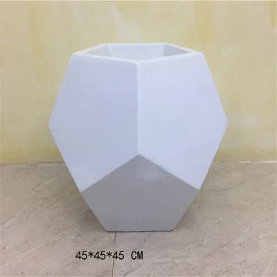 Round Garden Decoration Light Weight Glossy Fiberglass Square Garden Vase Flower Pot for Wholesale Black and White