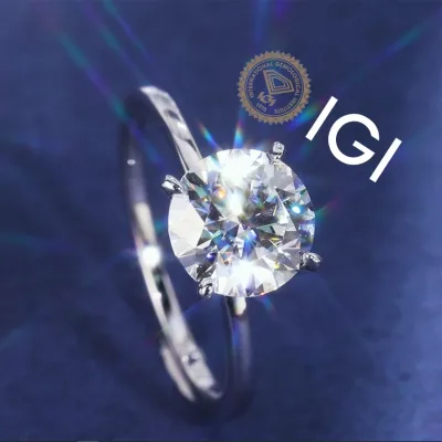 925 Sterling Silver Jewelry Round 1ct Moissanite 2 Carat 3 Carat 3ct Moissanite Diamond Solitaire Diamond Engagement Ring