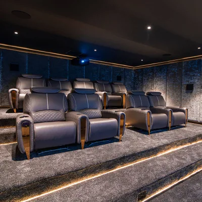 Home Cinema Electric Recliner Couch Extendable PU Leather Upholstery Remote Control for Theater Room Villa Hotel Project Seating