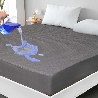 Oversized Waterproof Mattress Pad Quilted Breathable Mattress Cover Protector Soft Brush Microfiber Fabric Fitted Sheet