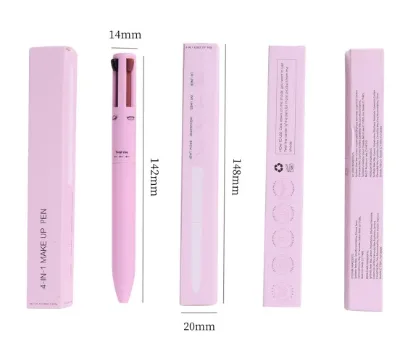Imika Hot Selling Pen 4-in-1 Touch up Makeup Pen - Eyeliner in Black Lip Liner in Pink Highlighter Stick in Champagne