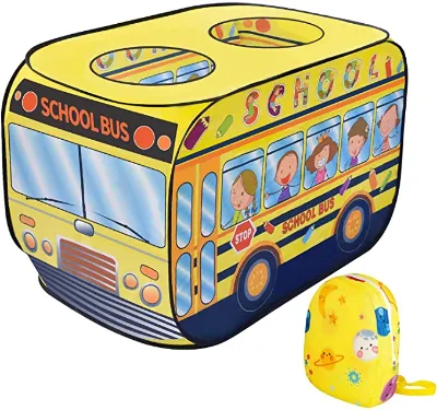 School Bus Two Kids Car Shape Play House Large Size Indoor Play Tent