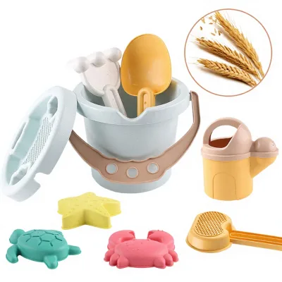 Children Beach Toy Sand Bucket Set Thickened Sand-Digging Buckets Soil-Excavating Tools-9-Piece Set Bamboo Rattan Plant