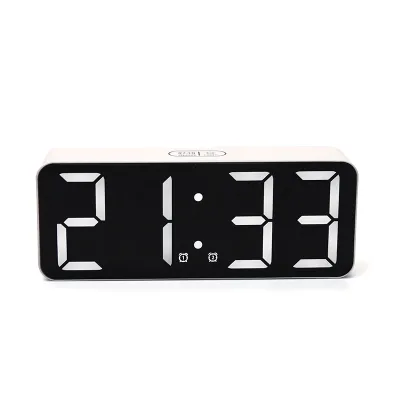 Large Screen Plug-In Power Digital Desk Clock with Snooze LED Mirror Modern Design Style