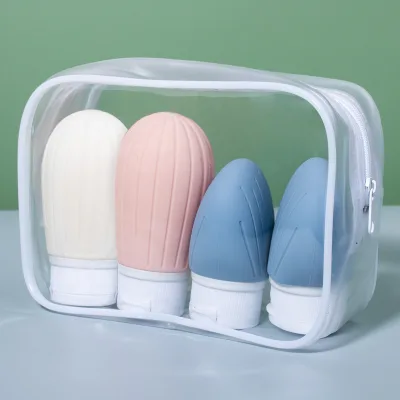 4-Pack Leak-Proof Silicone Travel Bottles Refillable BPA Free 3oz/90ml Cosmetic Storage Containers Set Customized Logo FDA-I09