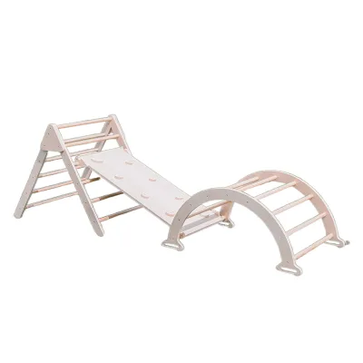 Hot Sale 3 in 1 Kids Wooden Climber Outdoor Playground Baby Kids Climbing Frame
