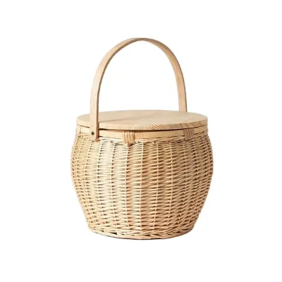 Good Quality Best Seller Natural Wicker Rattan Picnic Basket with Insulated Cooler Bag Large Size for Camping OEM Acceptable
