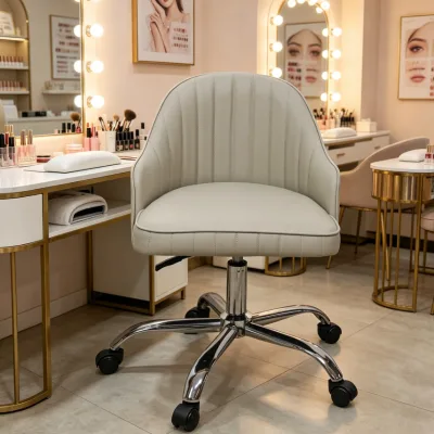 Beauty Salon Furniture Swivel Adjustable Seat Leather Metal Leg Nail Desk Customer Chair