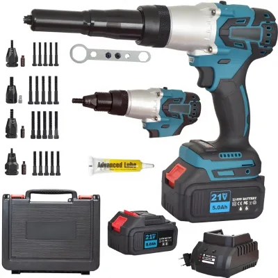 2-IN-1 Cordless Rivet/Rivet Nut Tool Electric Rivet Nut Gun (10/24" 3/8") Blind Rivets (1/8'' 3/16'')