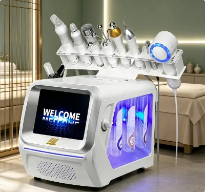 Oxygen Infusion Skin Revitalizing 9 in 1 Facial Machine with Hydra Dermabrasion for Salon Brightening
