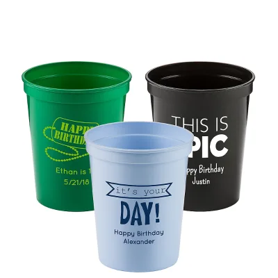 Custom 16oz Recyclable Plastic Stadium Cup with Straw Square Sports Cup Design for Stadium Use