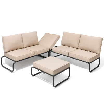 Kainice Lightweight Modern Metal Outdoor Sun Loungers 3pcs Portable Foldable Pool Daybed All Weather Garden Chair