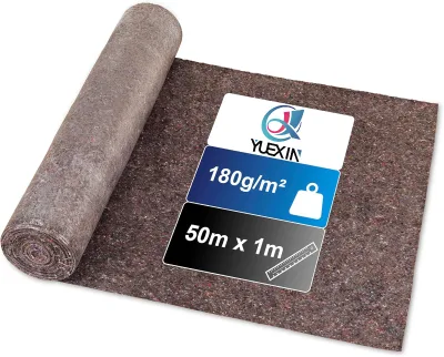 Painter's Fleece 50m X 1m 180g Painter's Cover Fleece Non-Slip Fleece with PE Non-Slip Coating, Surface Protection for Painters
