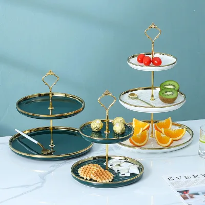 Custom 3 Tier Ceramic Wedding Dessert Fruit Snack Cupcake Cake Stand for Tea Party Serving Platter
