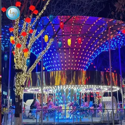 Popular Commercial Merry Go Round Carousel With Flower Style Canopy for Night Market