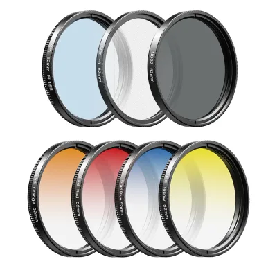 APEXEL 52mm Gradient Filter: Multilayer Coating, Yellow, Blue, and Red Colour Effects for Professional Grad Colour Filters Lens