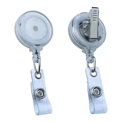 HAPPYGIFTS HG OEM 32mm ABS Transparent Retractable Badge Reel Crocodile Clip Alligator Clip All-Inclusive Badge Holder Accessory