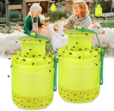 Outdoor Hanging Reusable Non-Toxic Solid Plastic Eco-Friendly Green Durable Fly Trap Killer Insect Control Farm Use 100-150 Sqm