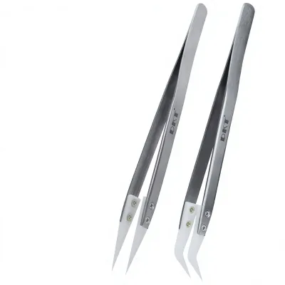 Replaceable Head Flying Wire Tweezers Ceramic Tip Stainless Steel Handles Ultra Sharp Fine Precision Communication Use