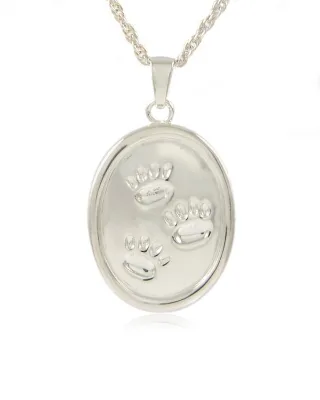 S925 Pure Silver Rose Gold Plated Customizable Oval Paw Prints Cremation Urn Necklace Engravable Pet Memorial Jewelry Pendant
