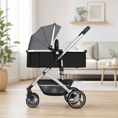 Hood Bone Baby Stroller Rib Fold Count Spec Grey Cloth Face Silver Rod Shade Span Pram Carriage Walk