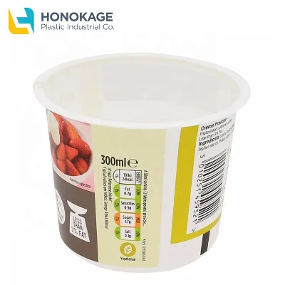 Certificate Wholesale Disposable Durable Custom logo Printing 300ml Round Plastic Yogurt Containers Yogurt Pot pp Yogurt Cup
