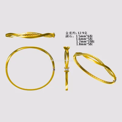 Women's 18K Gold Bangle Design and Manufacture 14K Gold Bangle Customization 925 Sterling Silver Bangle Processing