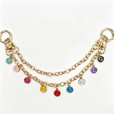 New Design Fashion Double Layer Letter Pendant Charm Cute Lover Letter Pendant Key Chain Trendy Bag Chain for Women Bag Charm