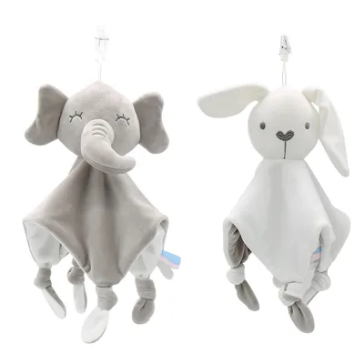 Newborn Elephant Bunny Animal Soft Baby Comforter and Towel Lovey Blanket Plush Toy Baby Blanket