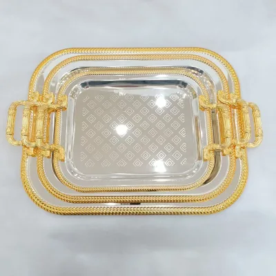 3 Tier Glass Serving Bowls with Golden Metal Stand Tiered Candy Box Basket Fruit Tray Plate Dish for Kitchen Counter