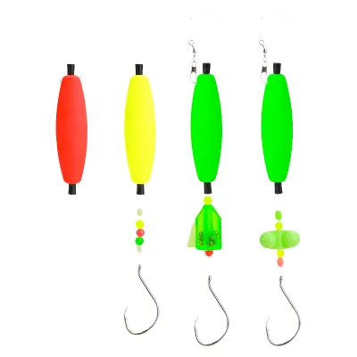 LUSHAZER Ready Tied Catfish Float Rig EVA Foam Slip Bobber with Drift Fishing Leader Beads Offset Circle Hook Surf Bottom Tackle