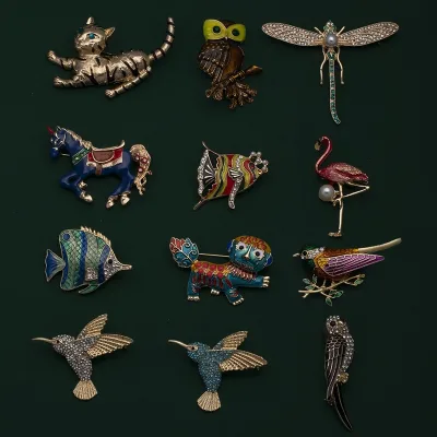New Creative Animal Insect Horse Brooch Bird Men Brooch Beautiful Dragonfly Brooches Party For Women
