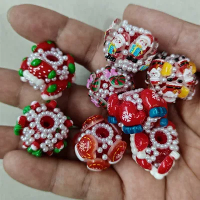 New Arrival 20mm Santa Claus Acrylic Beads for Beaded Pen Accessories Wholesale Fancy Beads Acrylic Plastic Lucite Beads