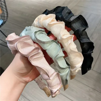 New Fashion Colorful Pleated Fabric High-End Feeling Lace and Skirt Headband Elegant and Luxurious Style Women Headband