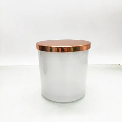 Factory Customized Glass Jar White Glass Candle Holder with Customized Lid