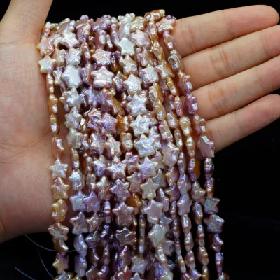 Factory Wholesale Freshwater Pearl 10-12mm Five-pointed Star Shaped Baroque Loose Pearls White Purple Color DIY Jewelry Making