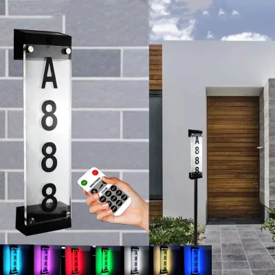 Solar House Numbers Light Stake Solar Panel Address Sign House Yard Remote Controller Color Changing Solar House Numbers Light