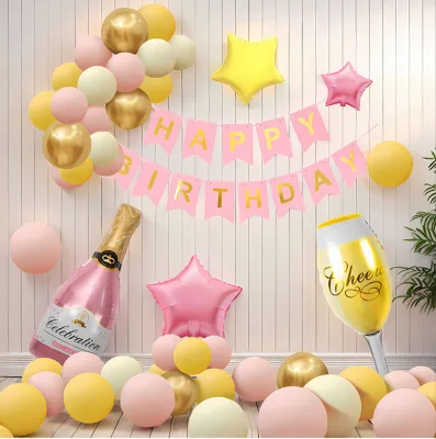 Gender Reveal Birthday Girl Decorations Pink and Gold Party Supplies Happy First Birthday Banner Baby Girl Birthday Decoration