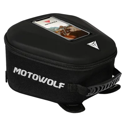 Customer Oxford Waterproof Reflective Motorbike Tank Bag Riding Fuel Tank Bags Motorcycle Tail Bag Black MOTOWOLF